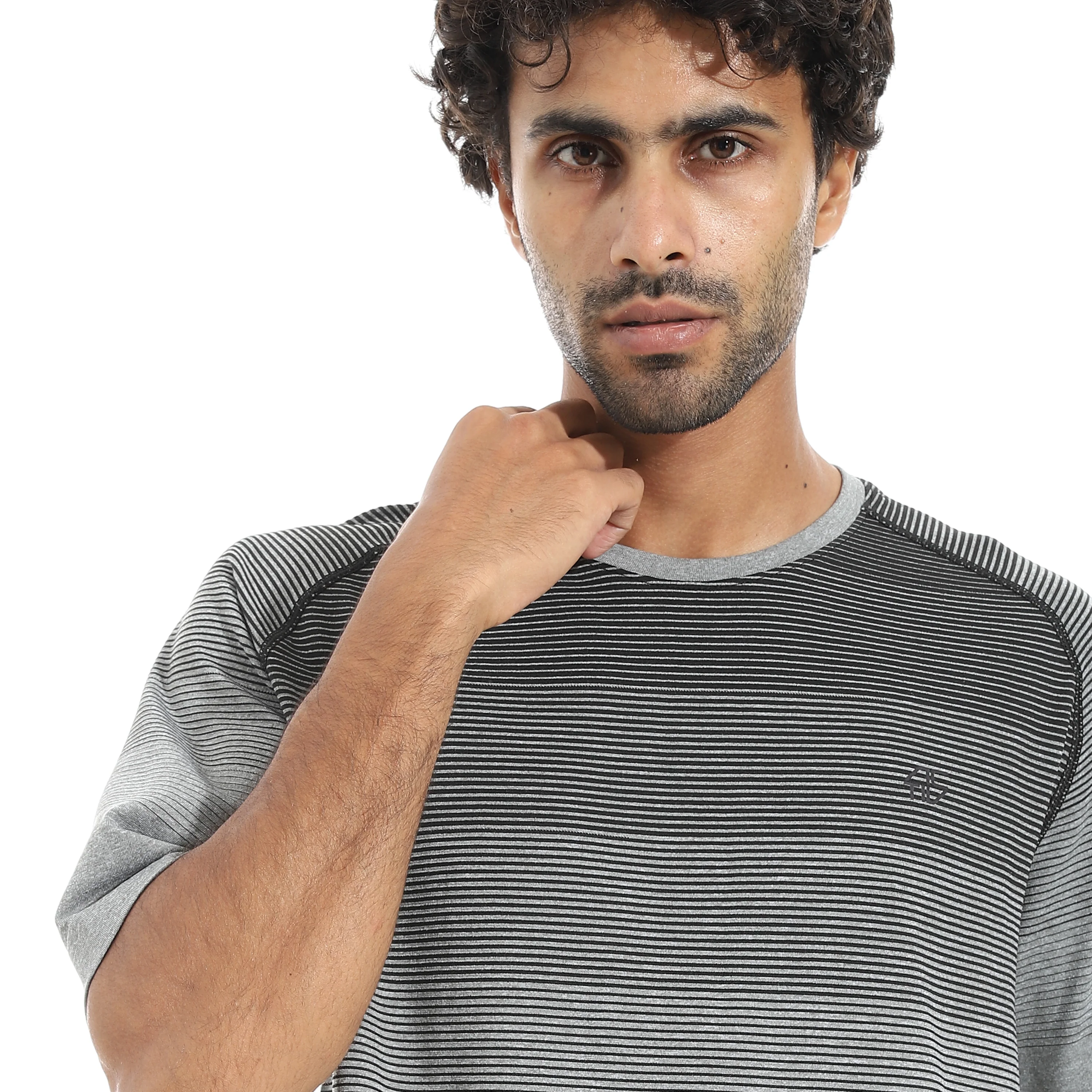 تى شيرت اكتف رجالى بيزك 50% نيلون 50% بوليستر - رمادى*اسود - Image 4