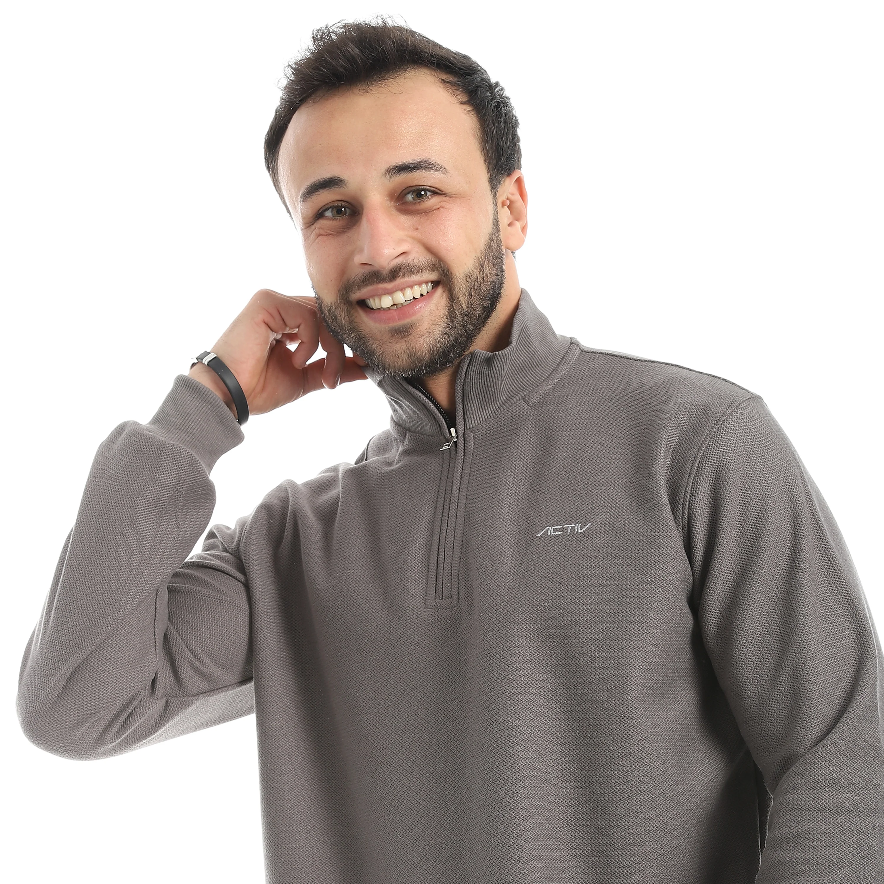 سويت شيرت نص ياقه1A&TIE
 - حديدي - Image 4