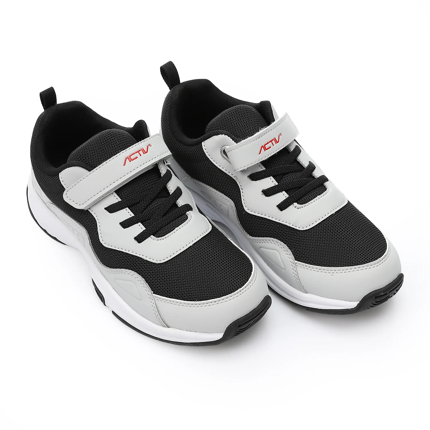 ACTIV BOY'S VELCRO SHOES - رمادى فاتح*اسود - Image 2