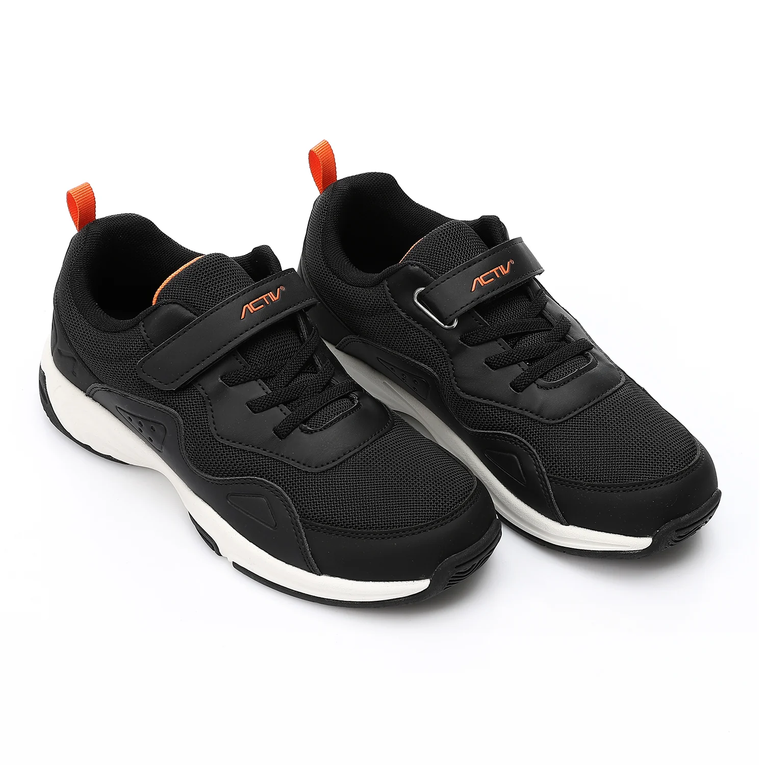 ACTIV BOY'S VELCRO SHOES - اسود*برتقالي - Image 2