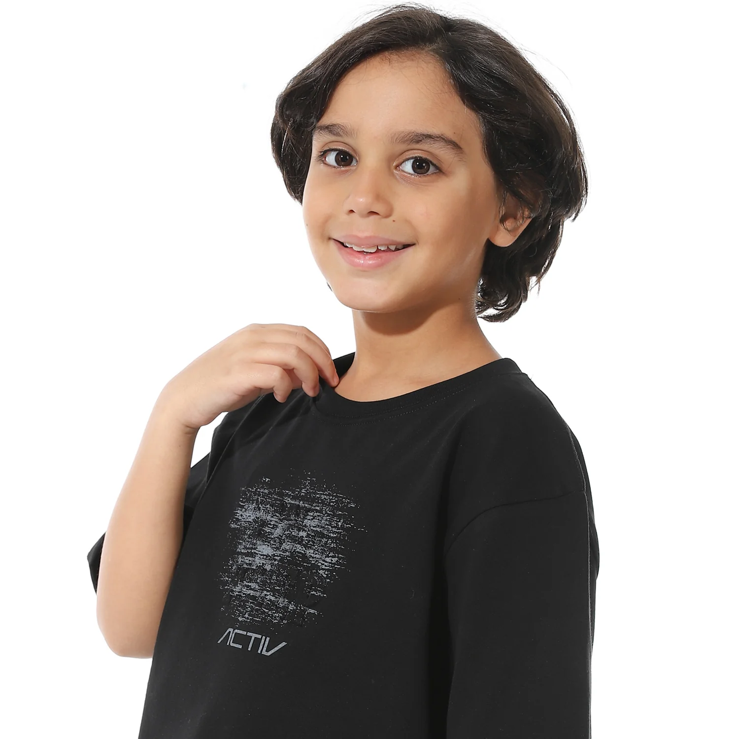 تى شيرت بيزك راوند اطفالى - اسود - Image 3