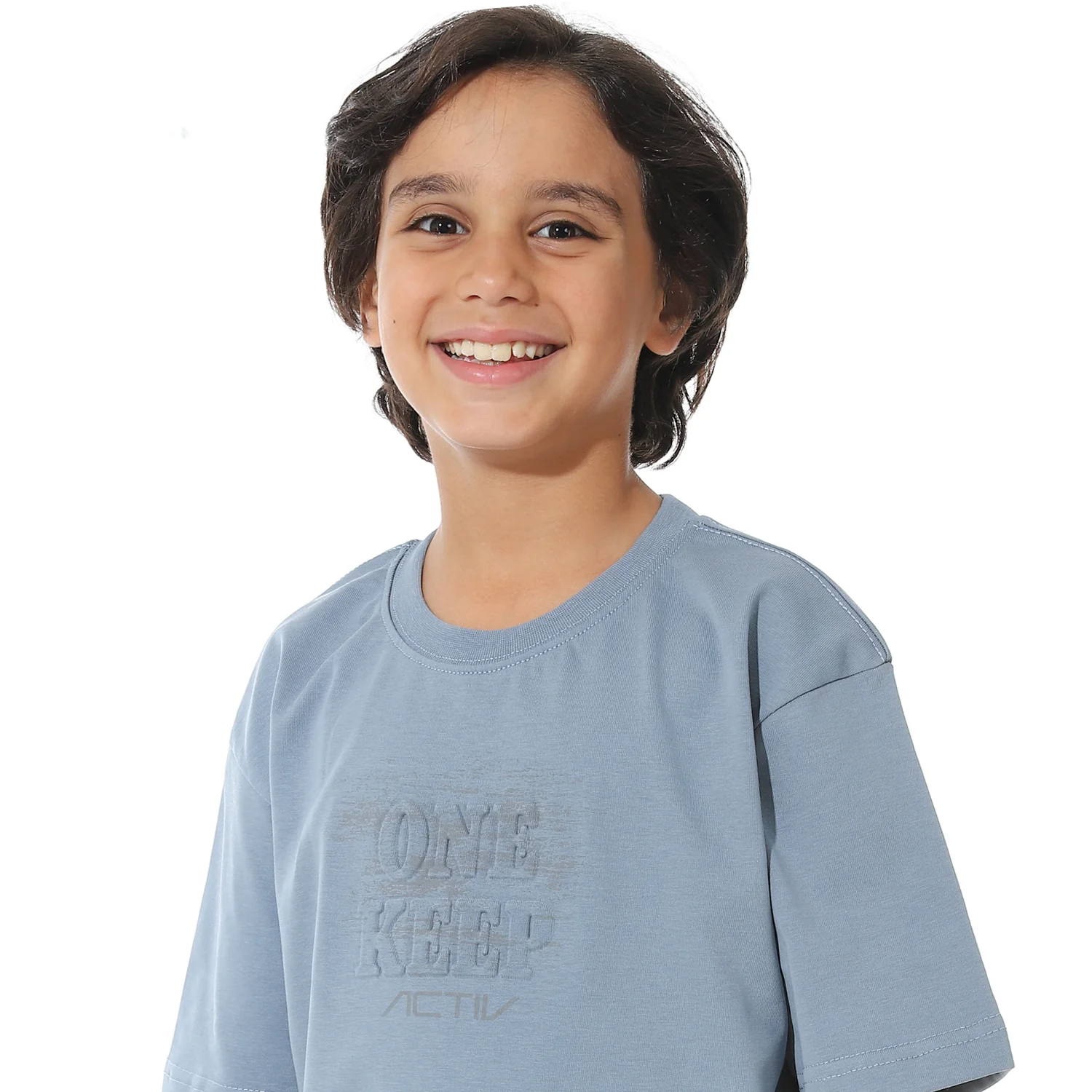 تى شيرت بيزك راوند اطفالى - انديجو - Image 3