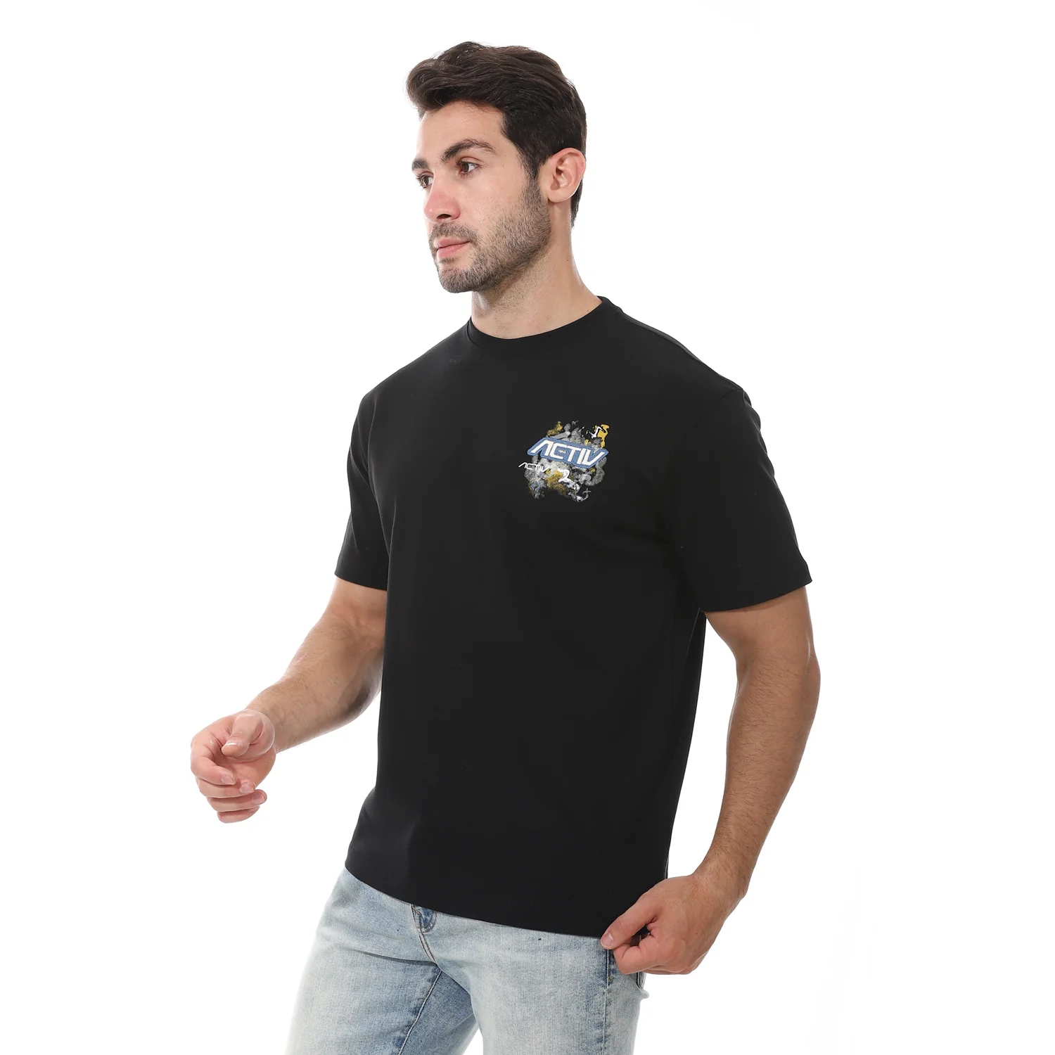 ACTIV MEN'S BASIC T-SHIRT - BLACK - Image 2