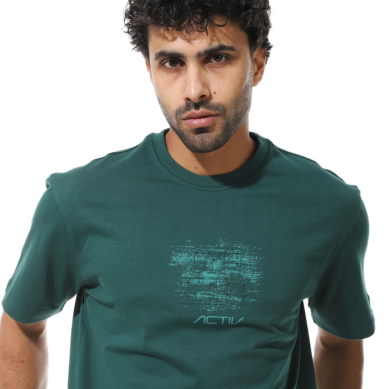 تى شيرت اكتف بيزك راوند رجالى - زيتى - Image 4