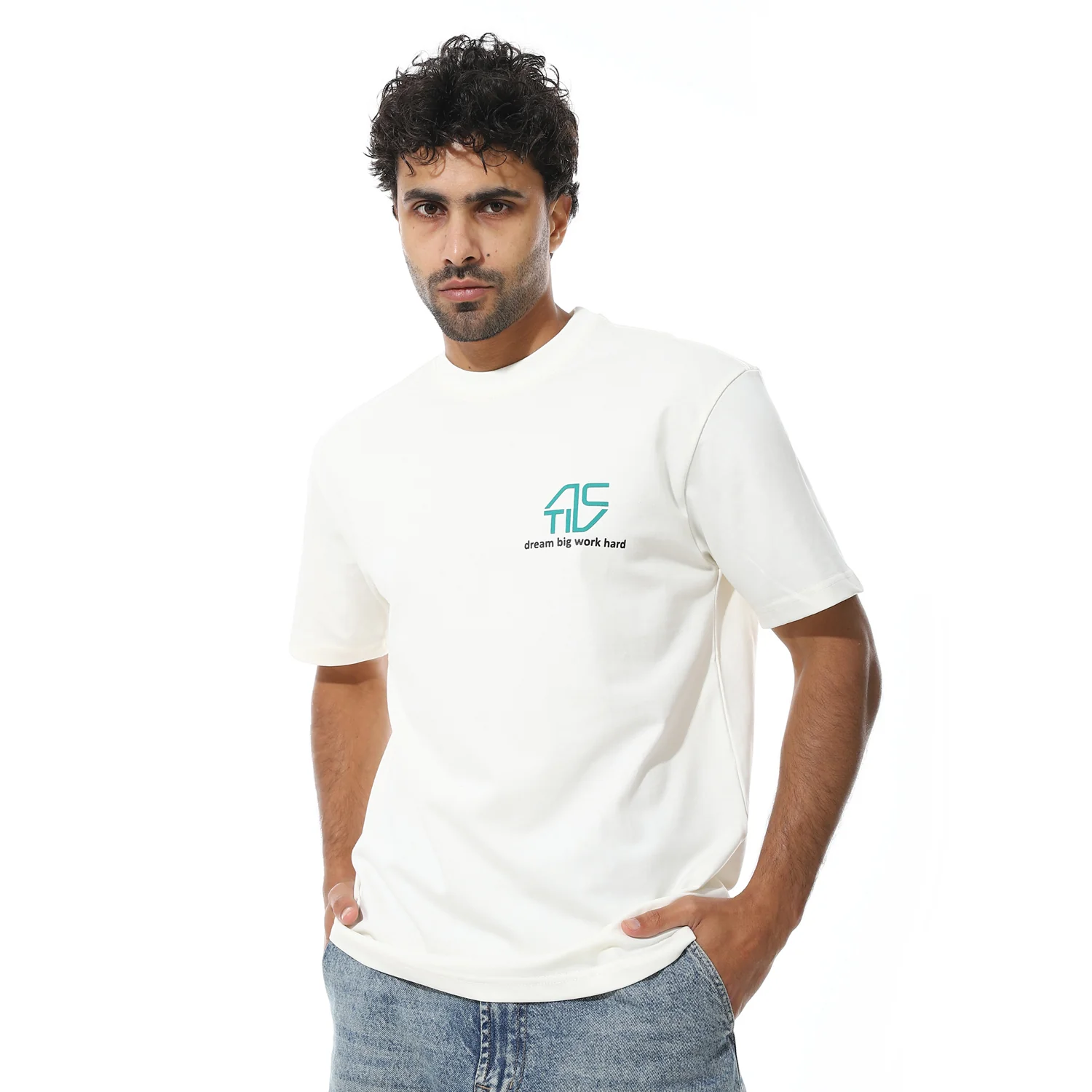 تى شيرت اكتف بيزك راوند رجالى - ابيض - Image 3