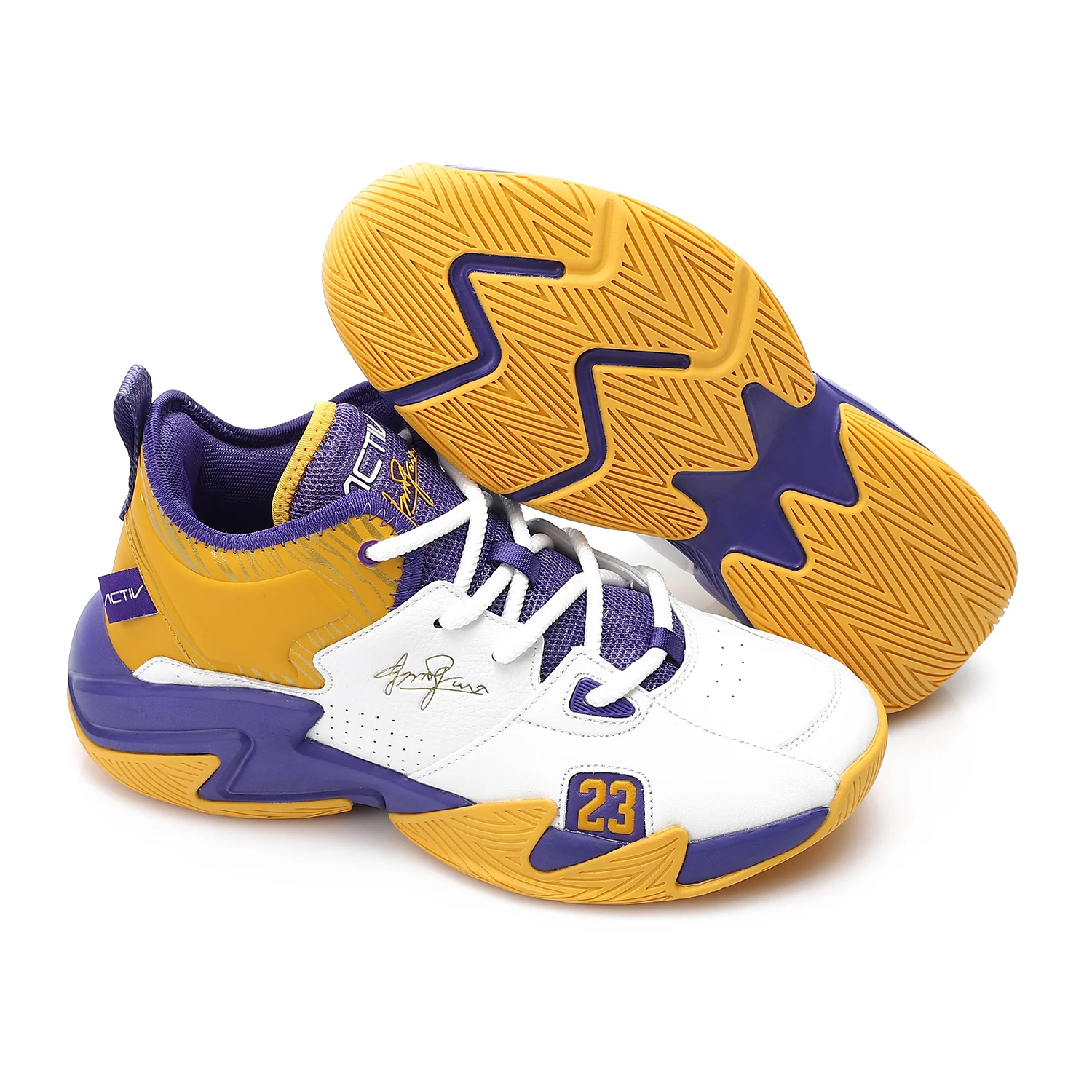ACTIV MEN'S BASKETBALL SHOES - ابيض*اصفر*بنفسجى - Image 2