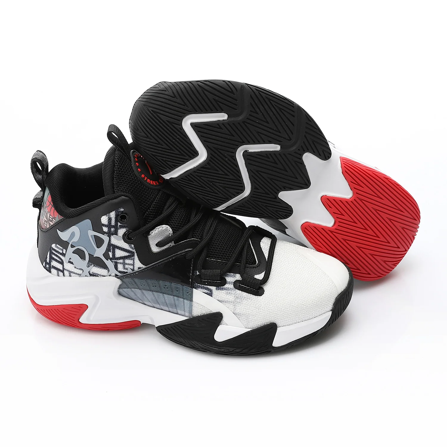 ACTIV MEN'S BASKETBALL SHOES - ابيض*اسود*رمادى - Image 2