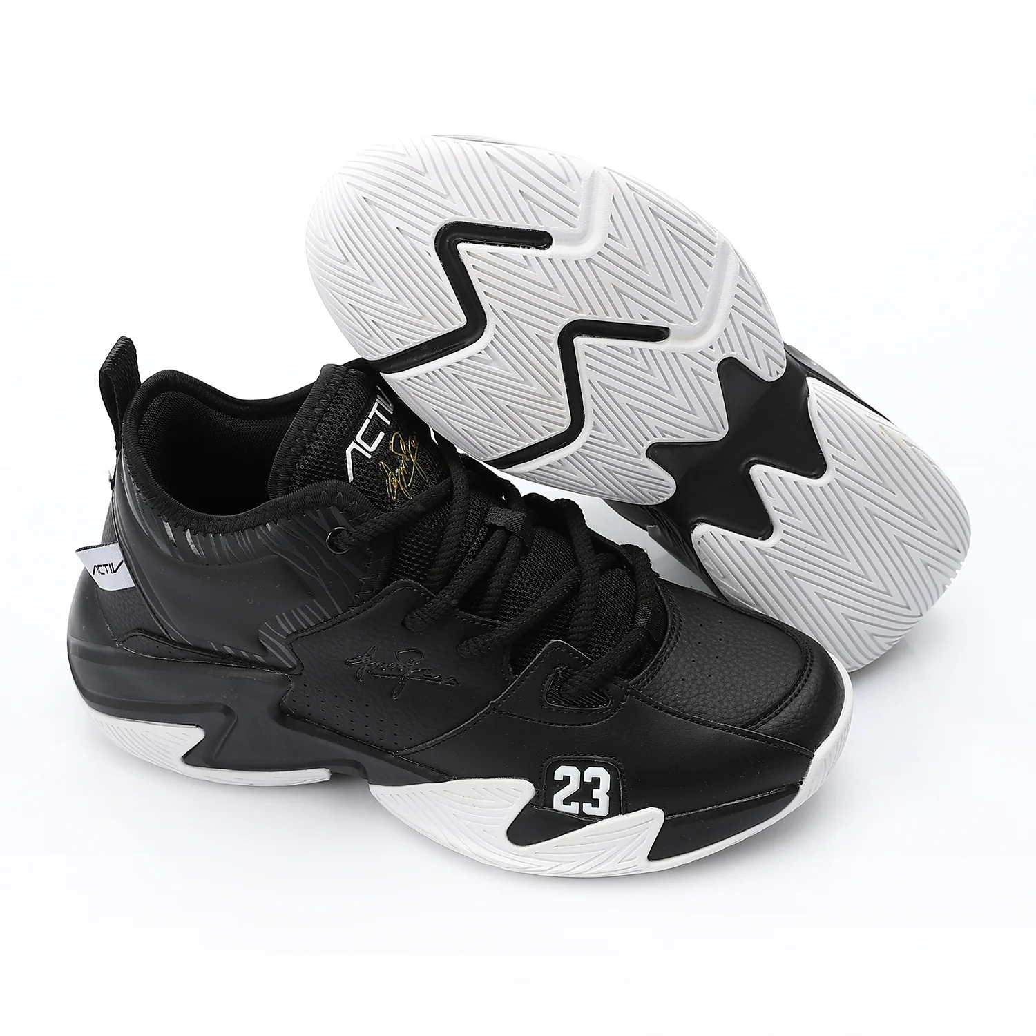 ACTIV MEN'S BASKETBALL SHOES - اسود*ابيض - Image 2