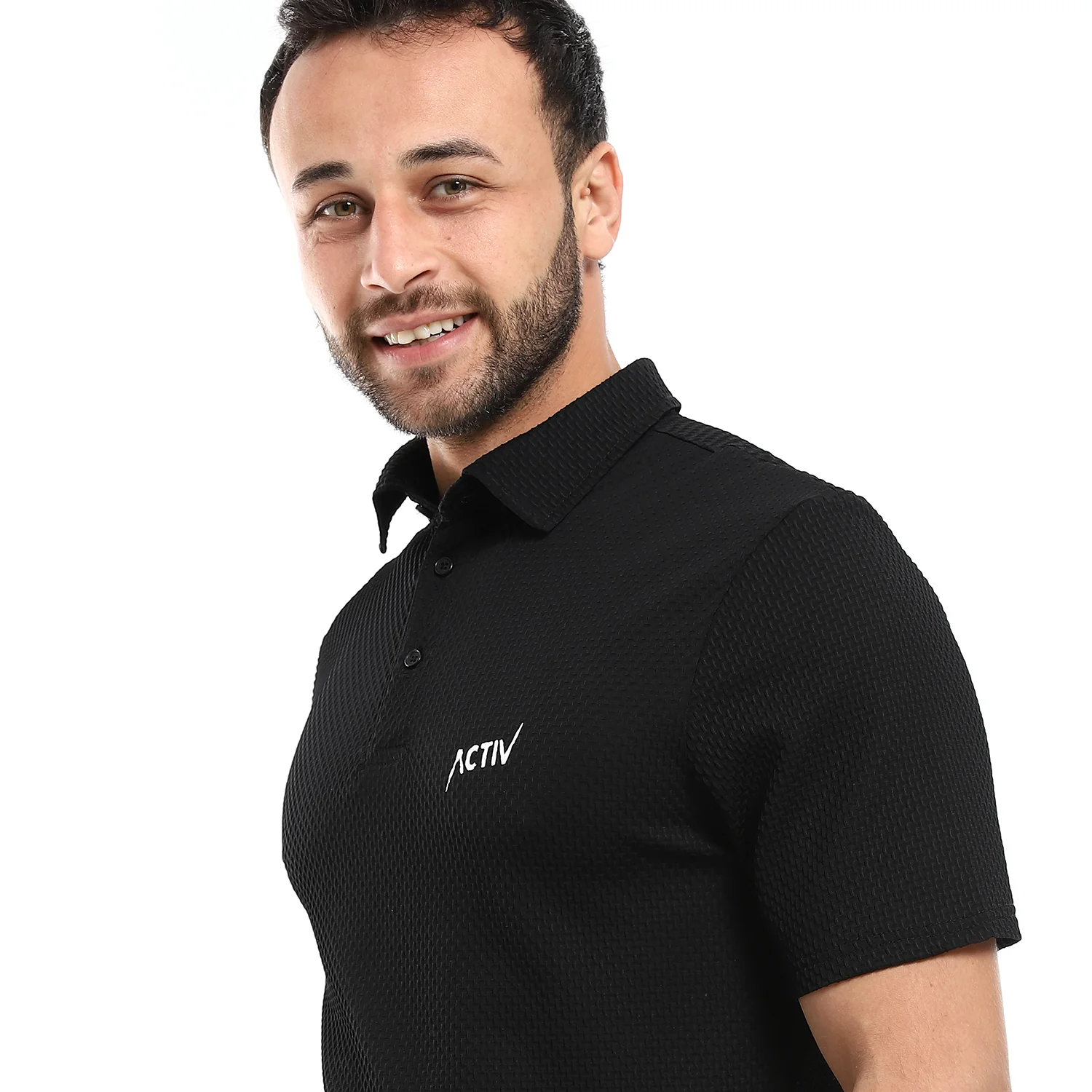 ACTIV MEN'S S/S POLO SHIRT - BLACK - Image 3