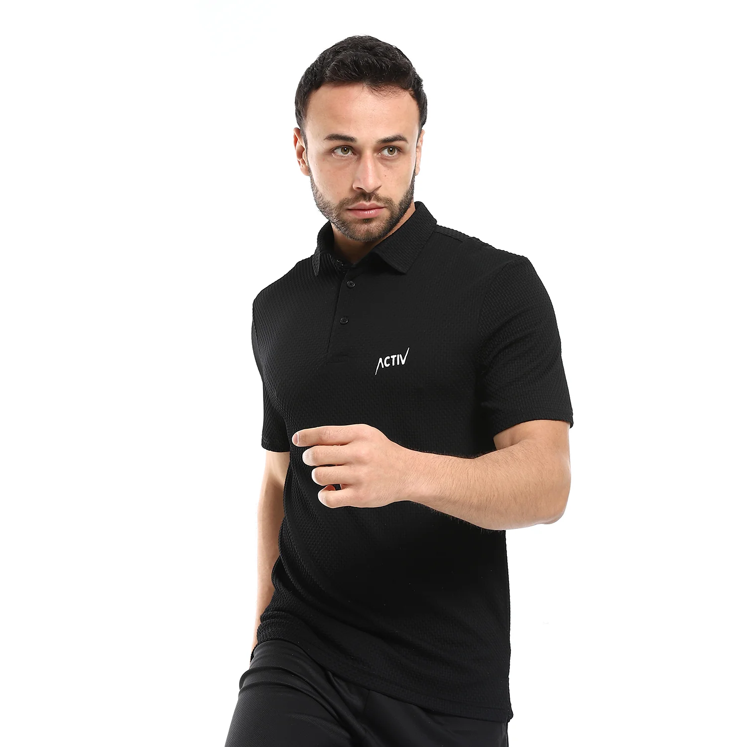 ACTIV MEN'S S/S POLO SHIRT - BLACK - Image 4