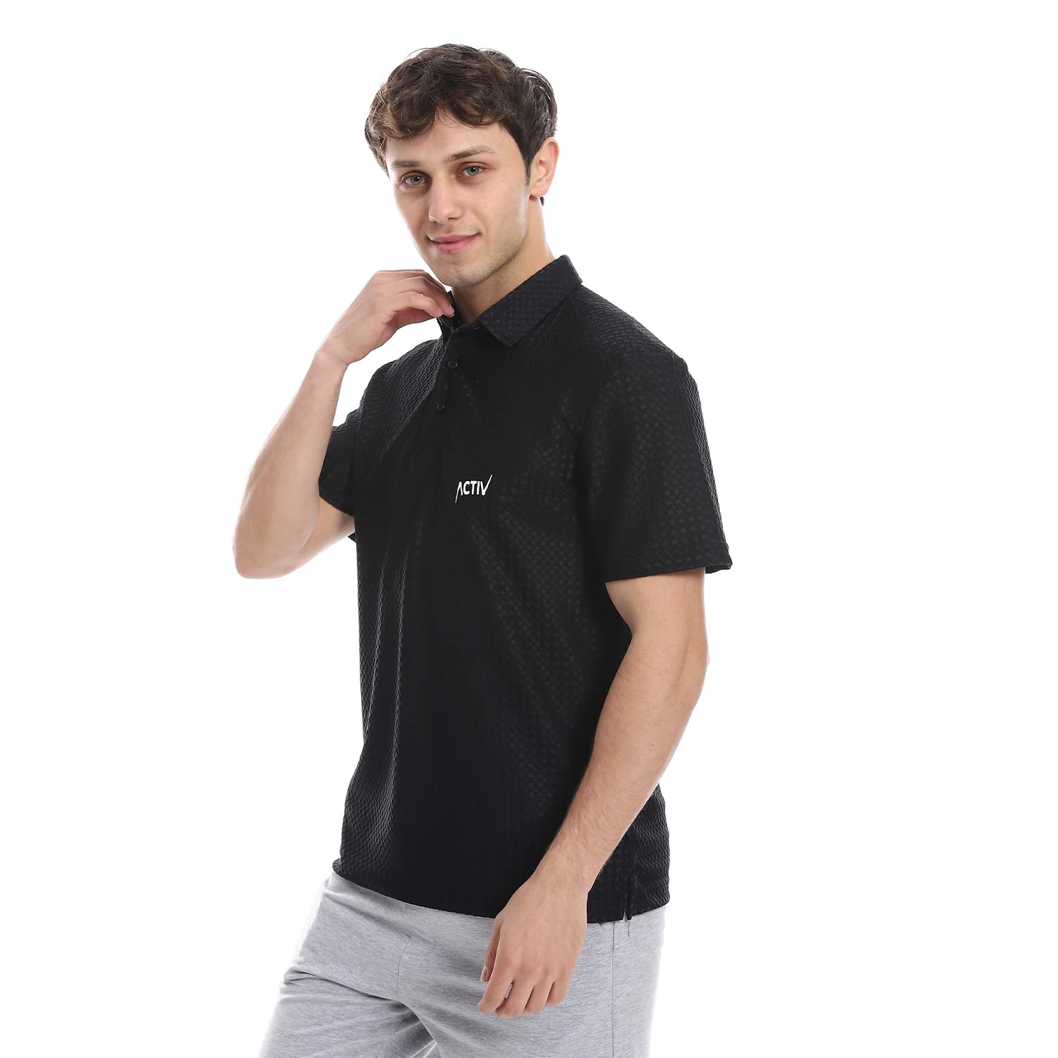 ACTIV MEN'S S/S POLO SHIRT - BLACK - Image 2