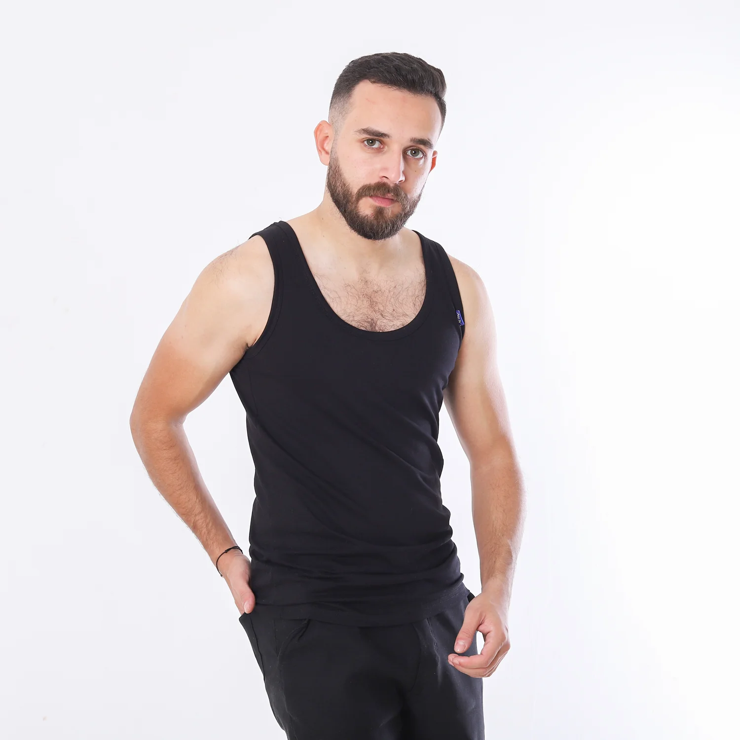 ACTIV MEN'S SINGLET - BLACK - Image 2
