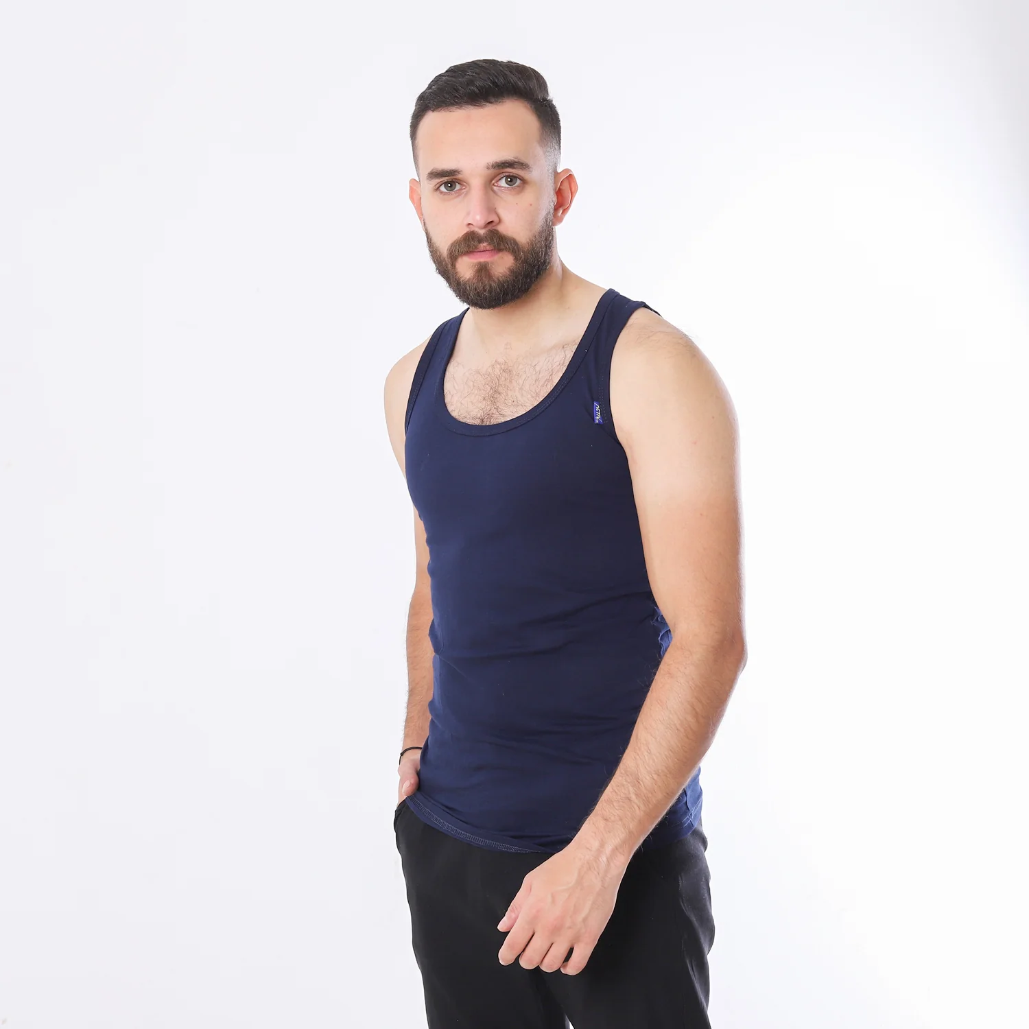 ACTIV MEN'S SINGLET - NAVY - Image 3