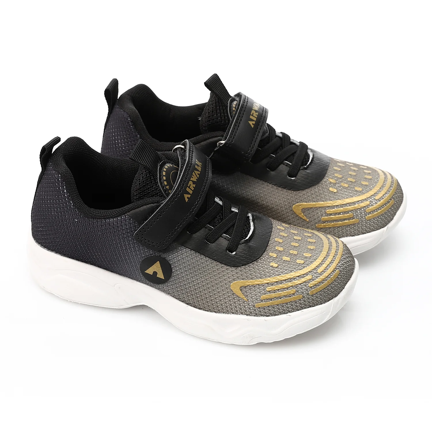 AIRWALK VELCRO KIDS SHOES - اسود*ذهبي - Image 2