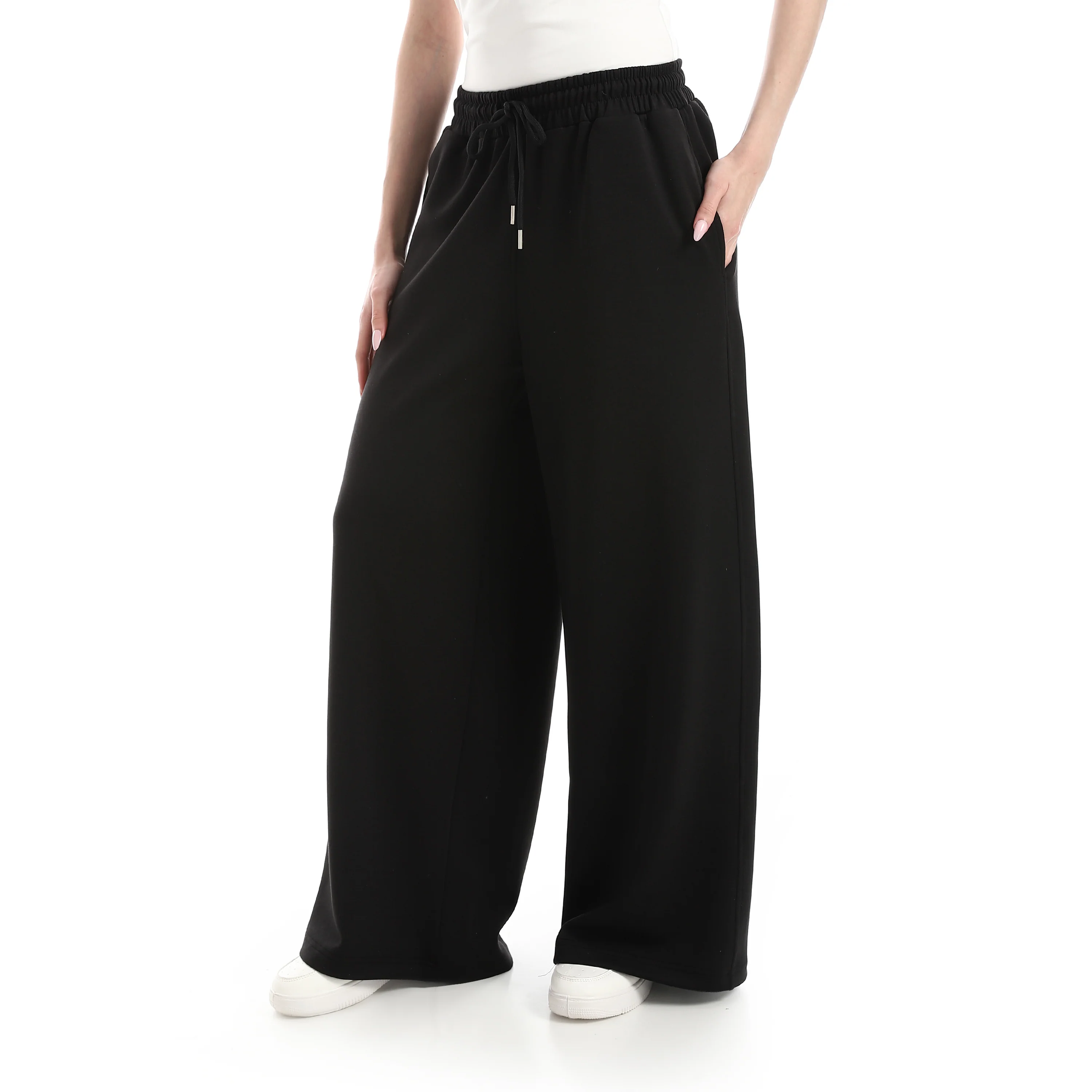 BOX CROPPED WIDE LEG PANTS - اسود - Image 3