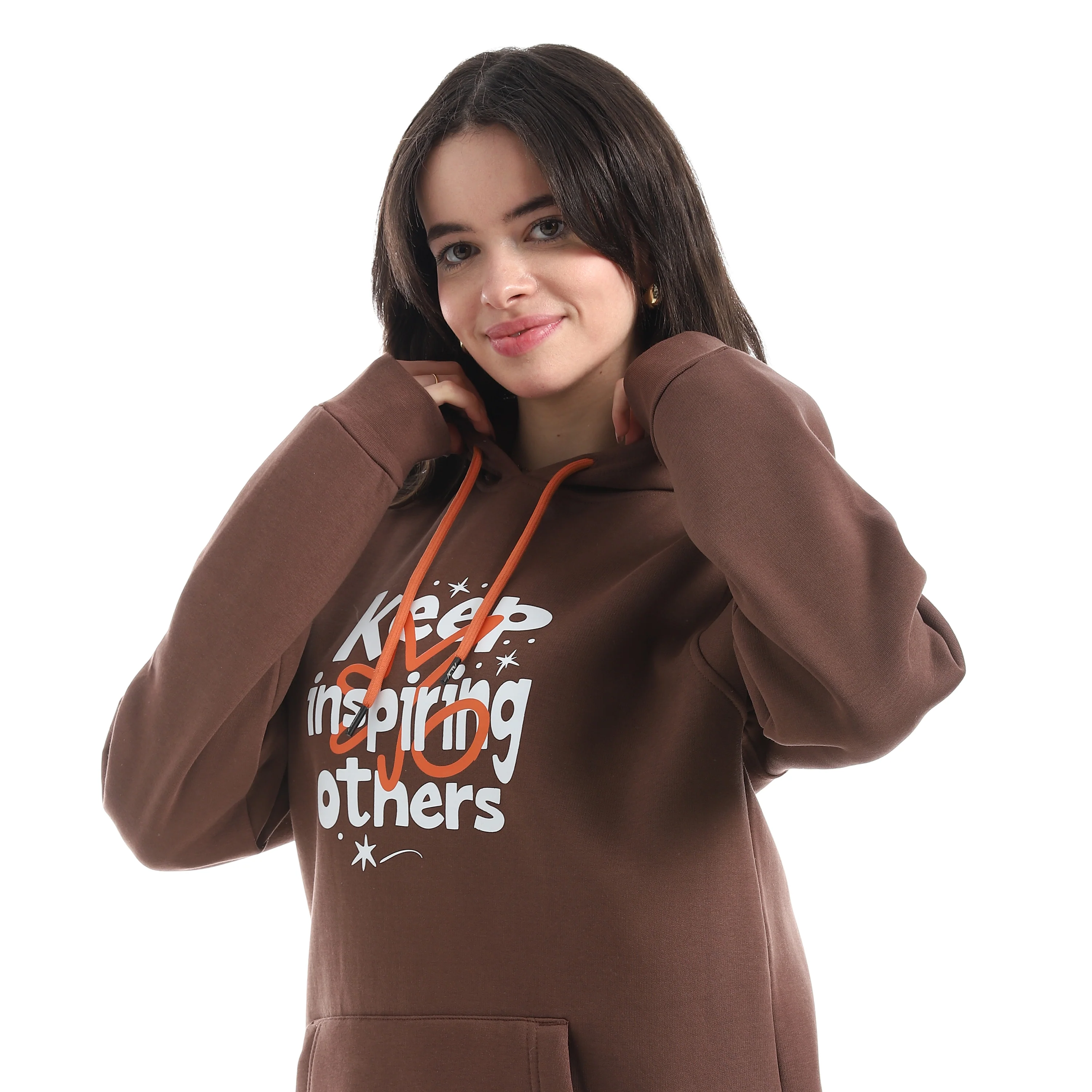 INSPIRATION OVERSIZED HOODIE - بني - Image 4