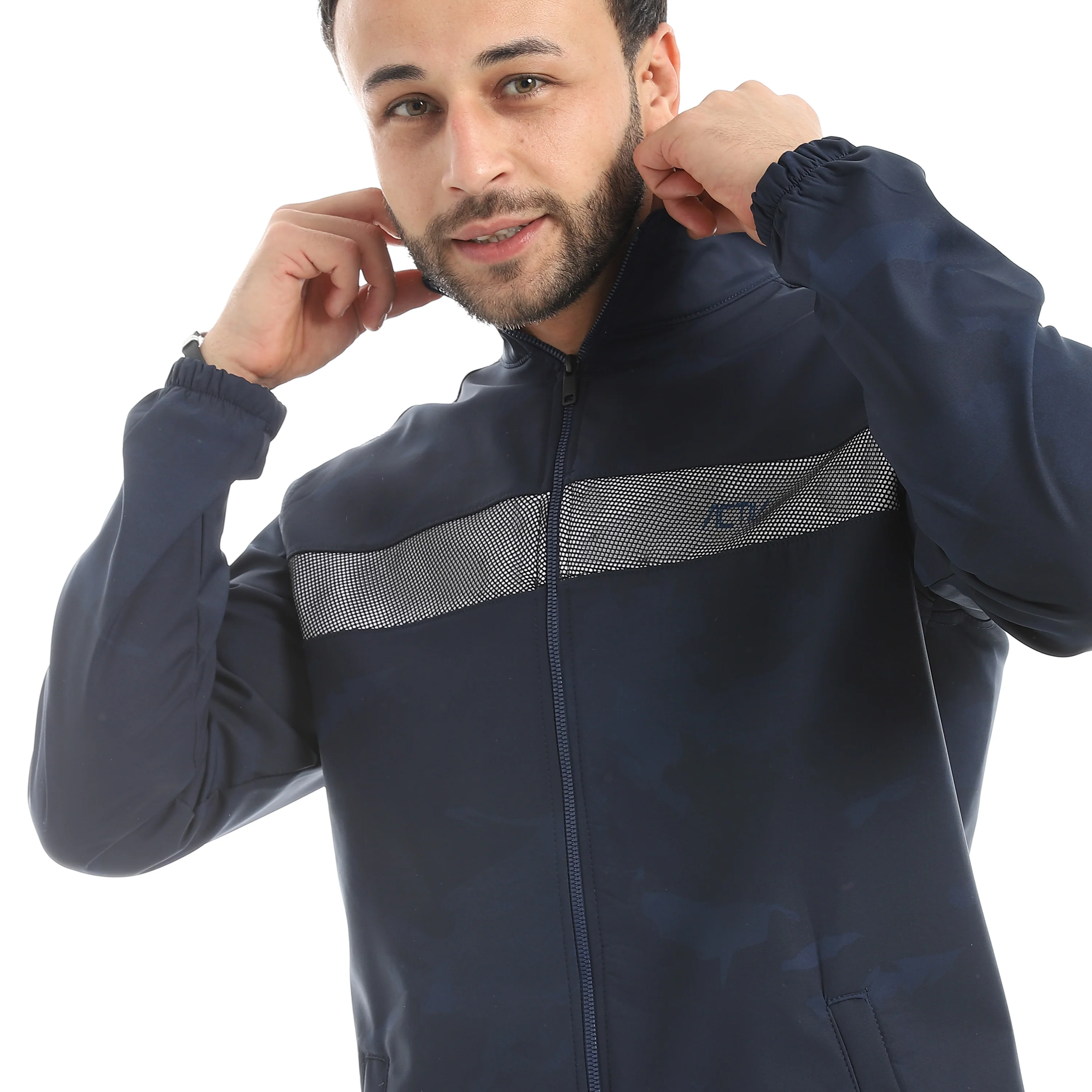 JACKET W. CHEST PANEL AND MESH - كحلي - Image 4