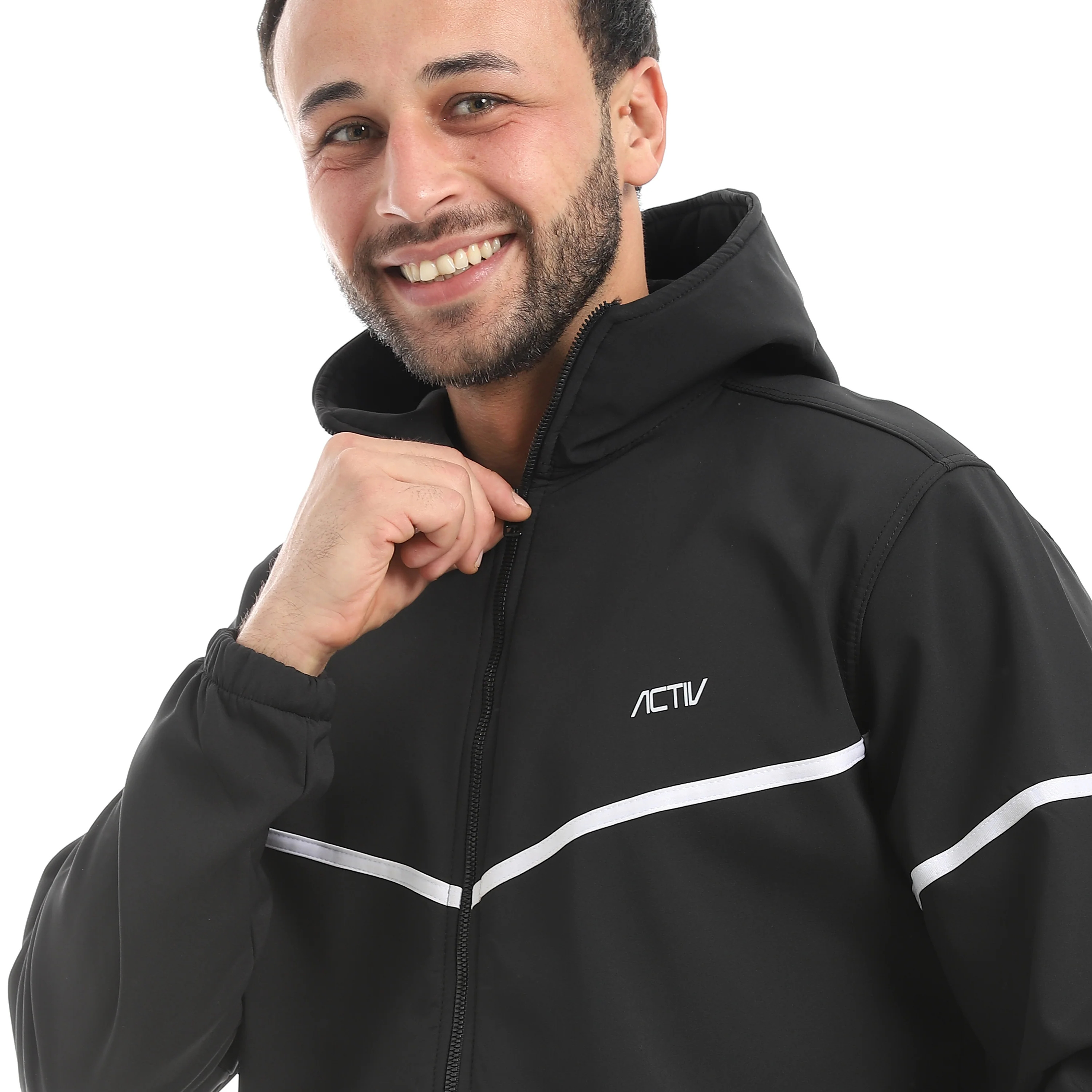 JACKET W. TAPE ON SLEEVE&CHEST - اسود - Image 3