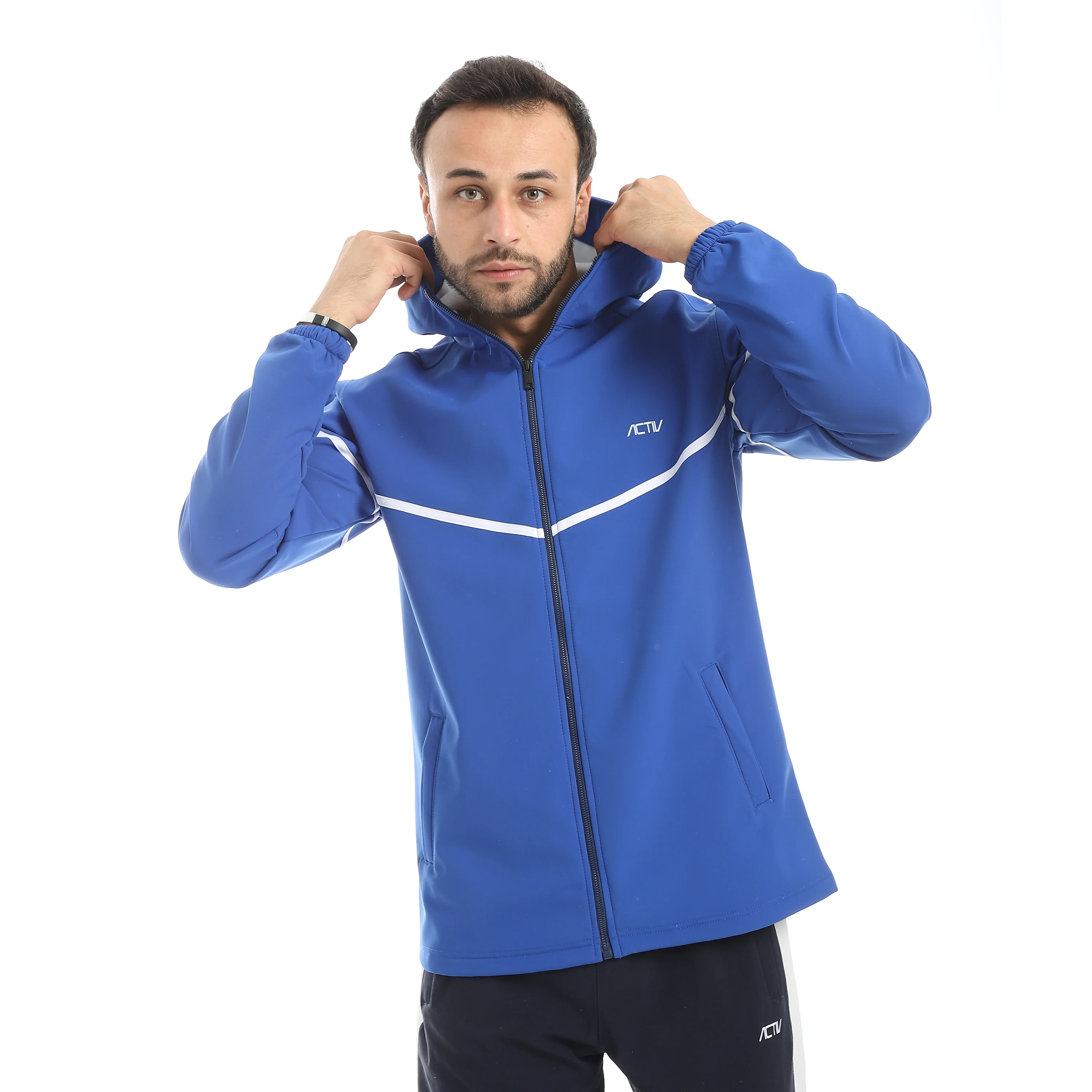 JACKET W. TAPE ON SLEEVE&CHEST - اسود - Image 4