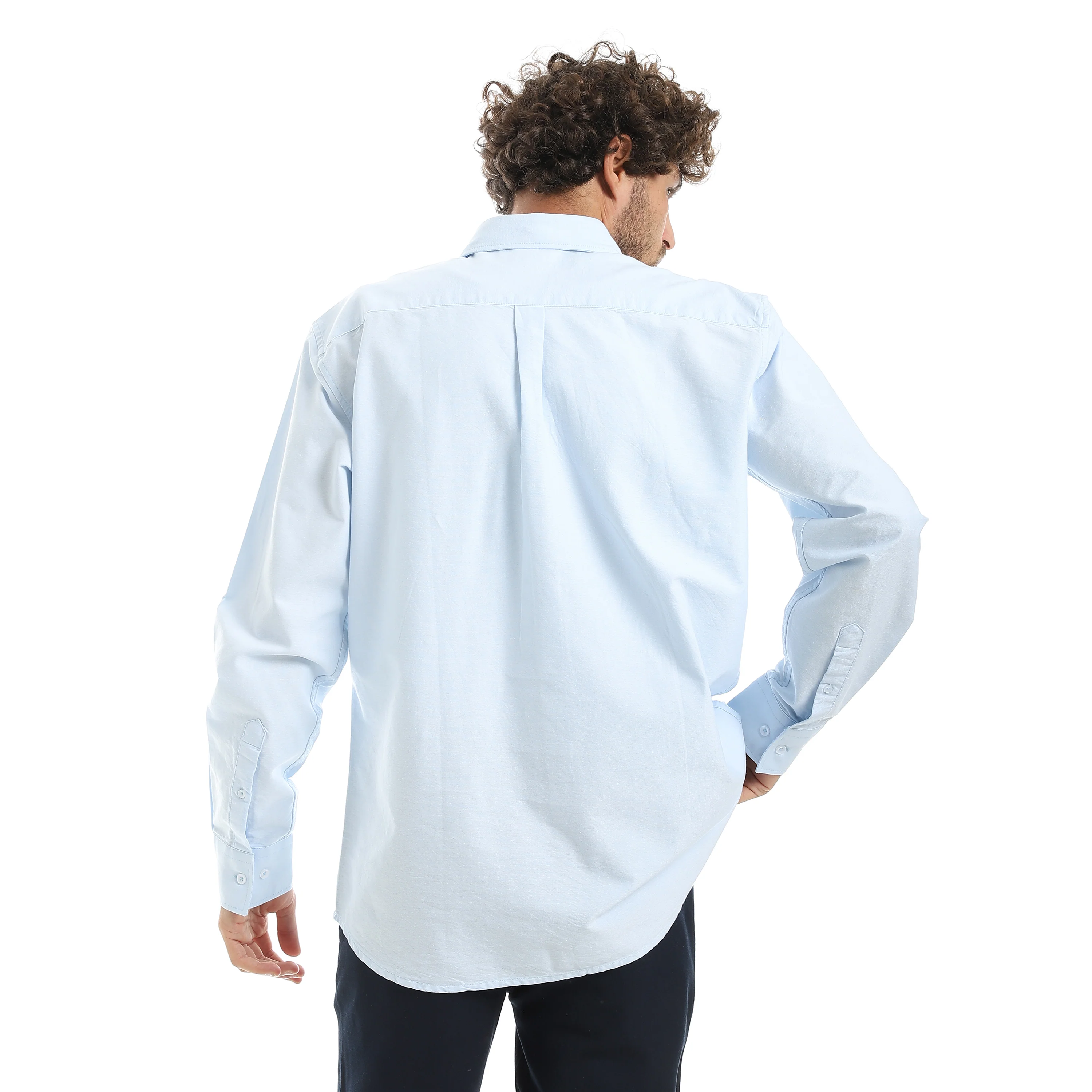 MEN'S L/S PLAIN CLASSIC SHIRT - لبني فاتح - Image 2