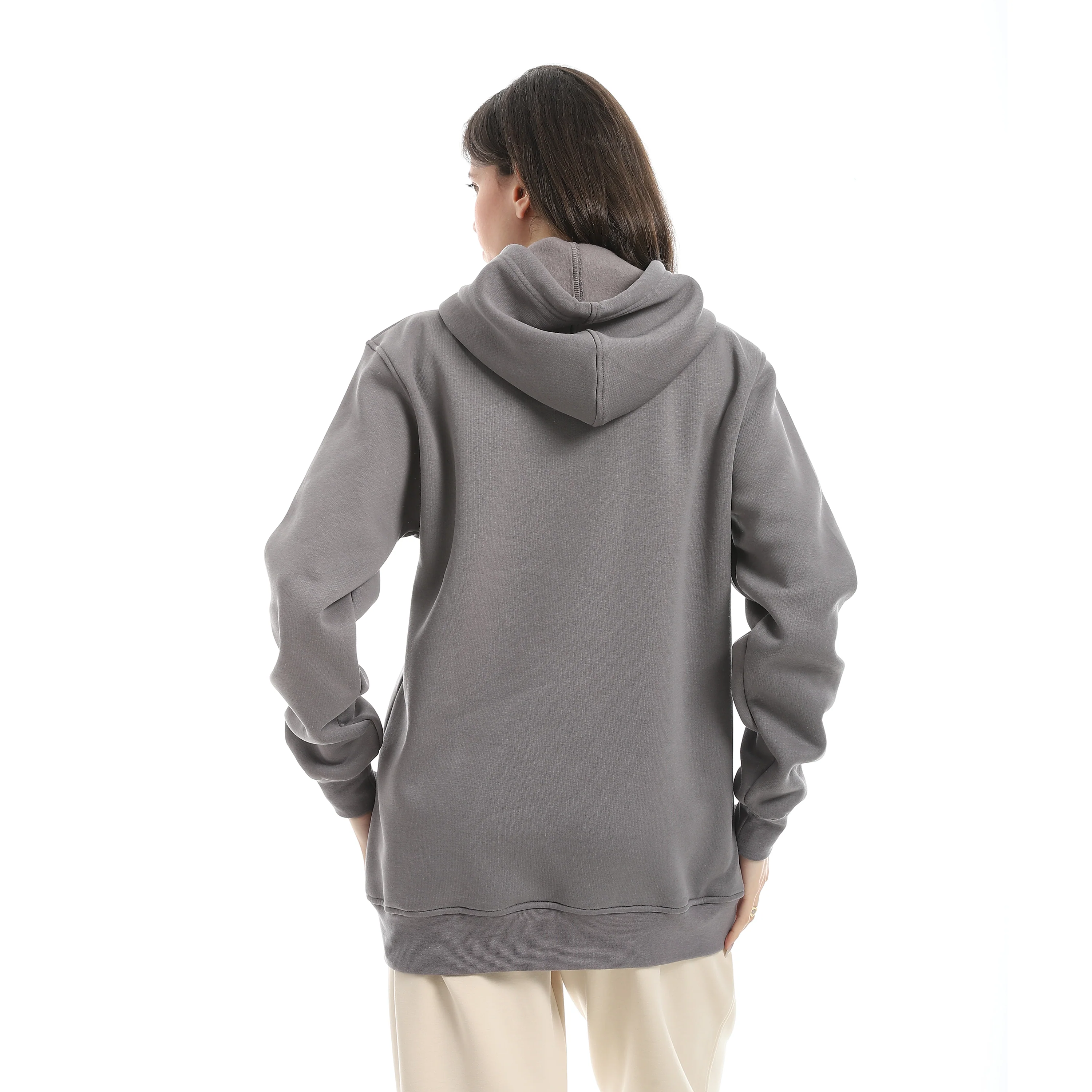 PEACE PRINT OVERSIZED HOODIE - رمادي - Image 3