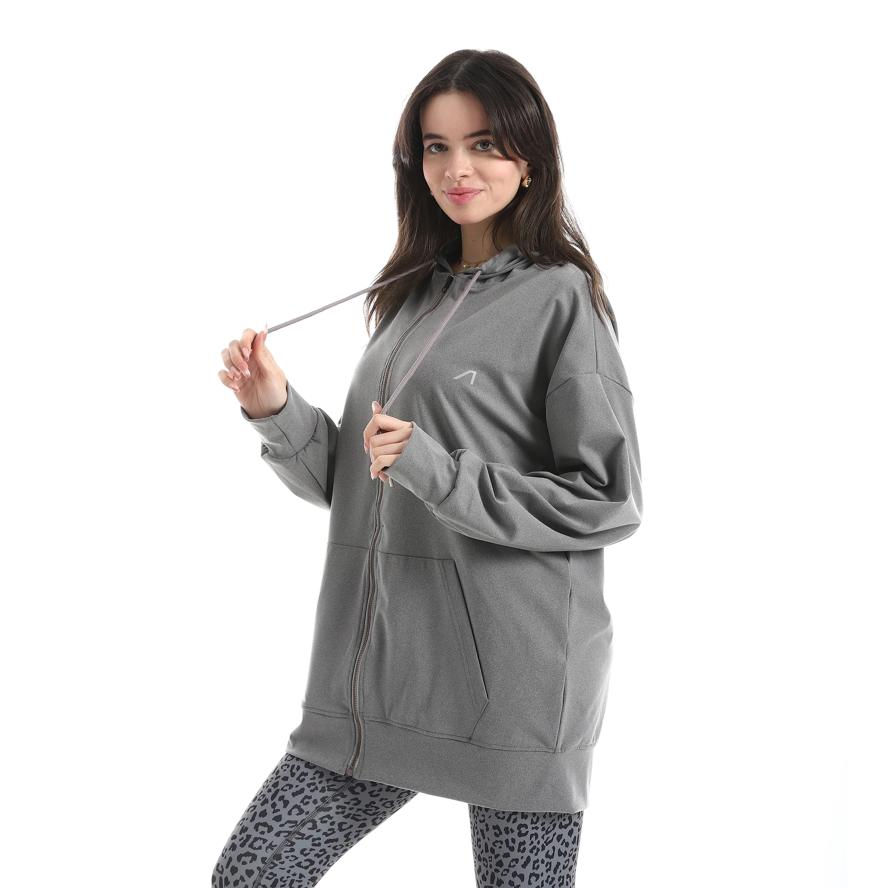 ULTRA OVERSIZED ZIPPER JACKET - رمادي فاتج - Image 2