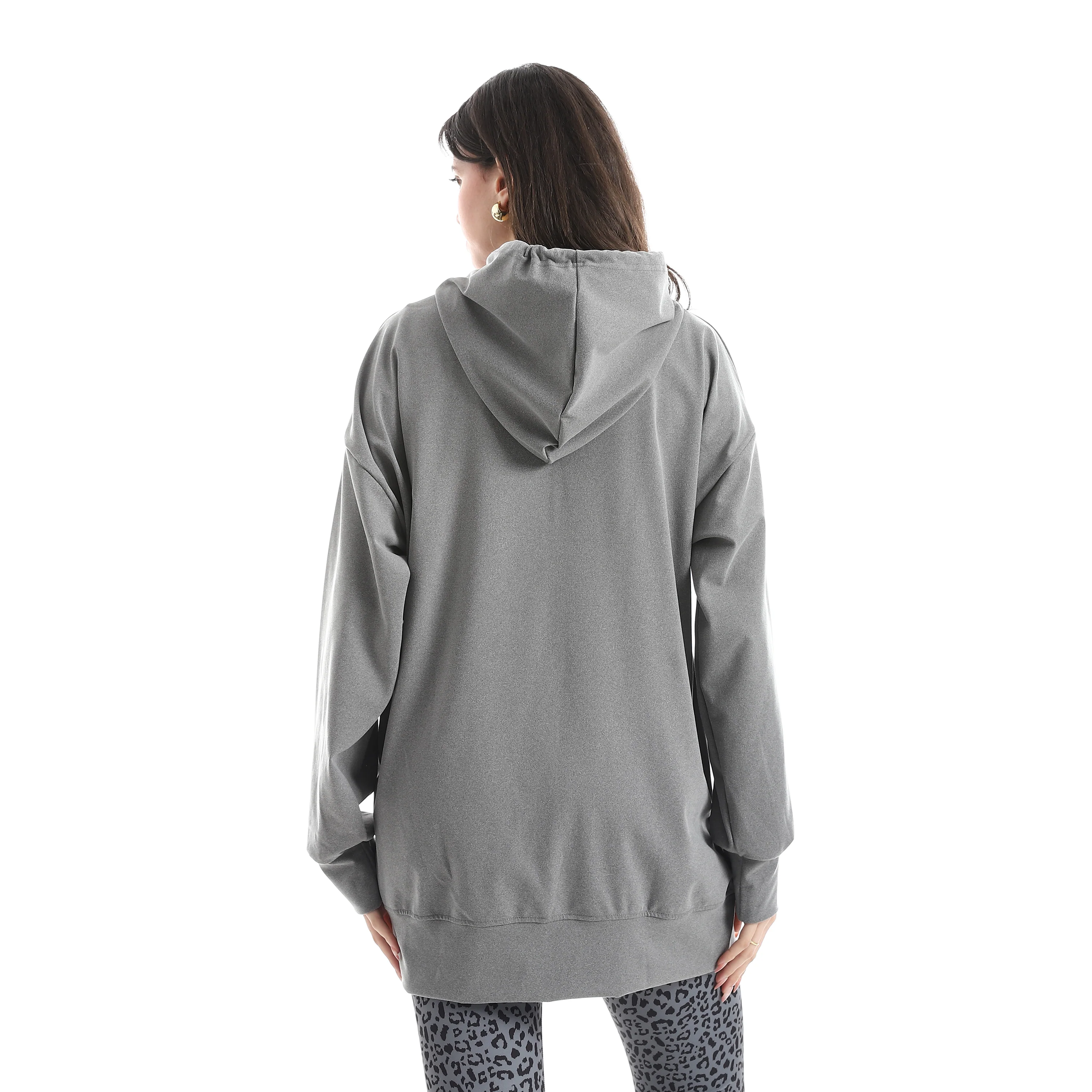 ULTRA OVERSIZED ZIPPER JACKET - رمادي فاتج - Image 4
