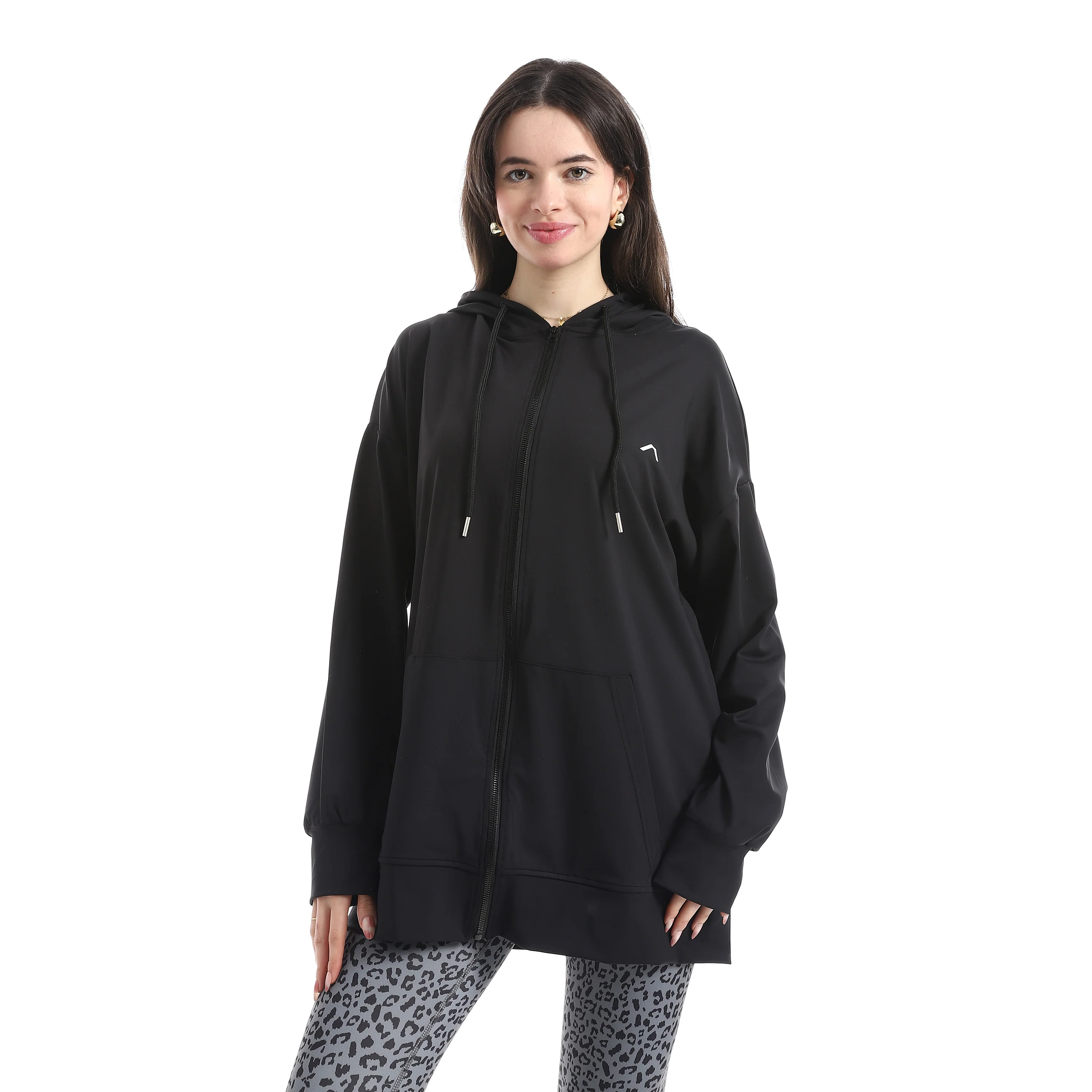 ULTRA OVERSIZED ZIPPER JACKET - اسود - Image 2